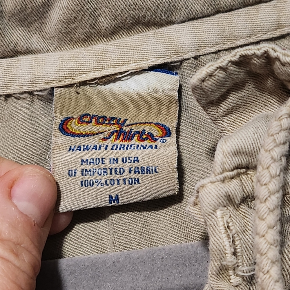 CRAZY SHIRTS Hoodie Mens Medium Tan Blue Graphic Hawaii Surf Vintage - Picture 4 of 7